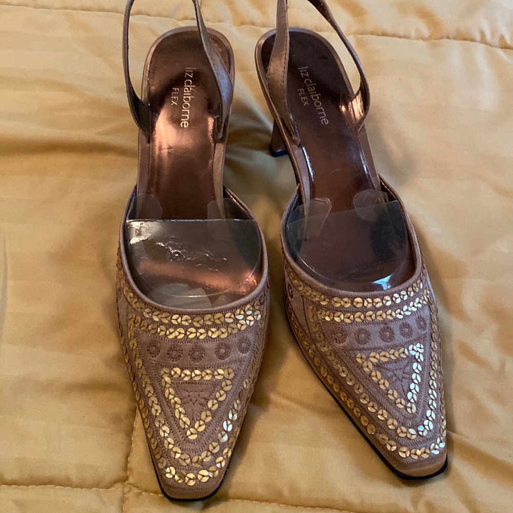 Liz Claiborne Flex Gold  Sequin Dress Shoes